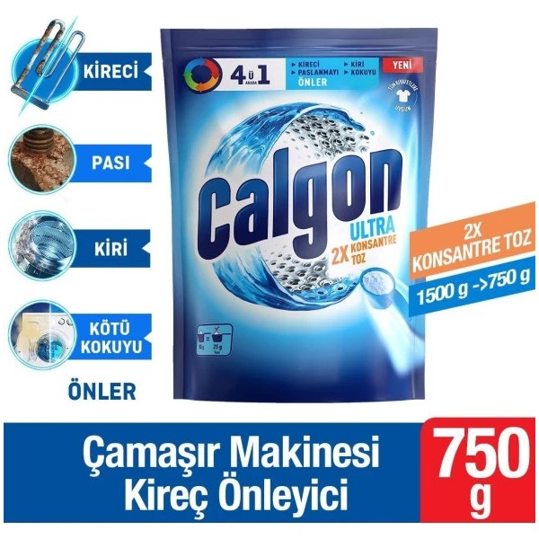 Calgon Toz 4ün1 Ultra Konsantre 750 gr 10 Yıkama Beyazlar ve Renkliler İçin Kireç Önleyici Diğer Fiyatı