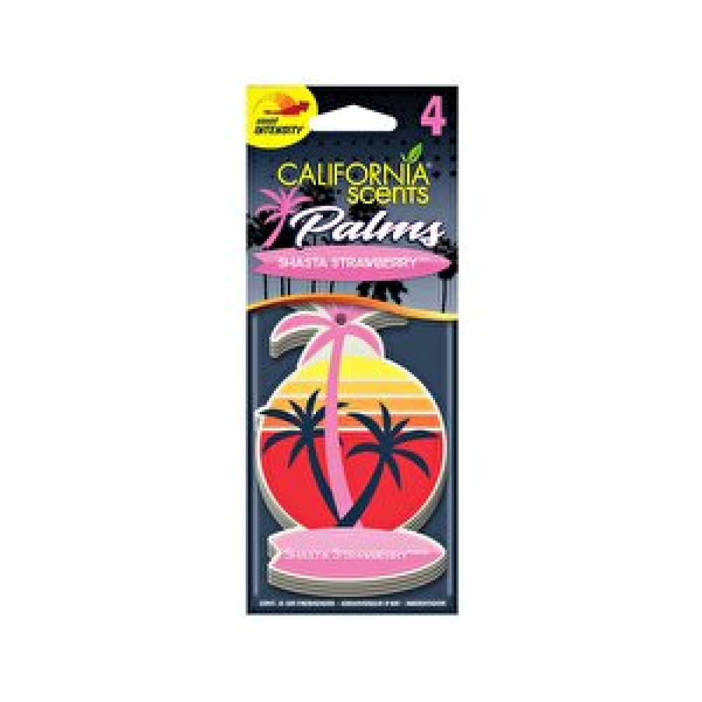 California Scents Palms Shasta Strawberry Taze Çilek Parfümlü Asma Koku 4'lü Set Oto Koku Giderici Fiyatı