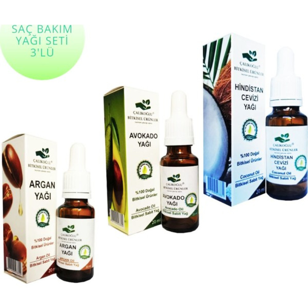 Çalıkoğlu Bitkisel Ürünler Saç Bakım Yağı Seti Argan Yağı - Avokado Yağı - Hindistan Cevizi Yağı 20 ml - 60 ml Saç Bakım Maskeleri & Serumlar & Spreyler Fiyatı