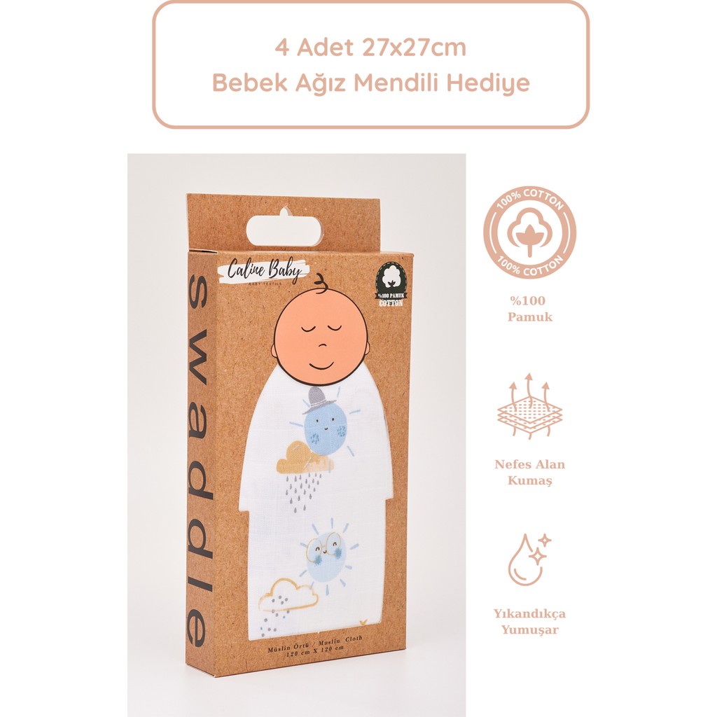 Caline Baby %100 Pamuk Premium & Hafif Müslin Bezi Örtüsü I 120x120 cm I Mavi I Güneş Desenli & 4 Adet Ağız Mendili 27x27cm SSD / Solid State Drive Fiyatı