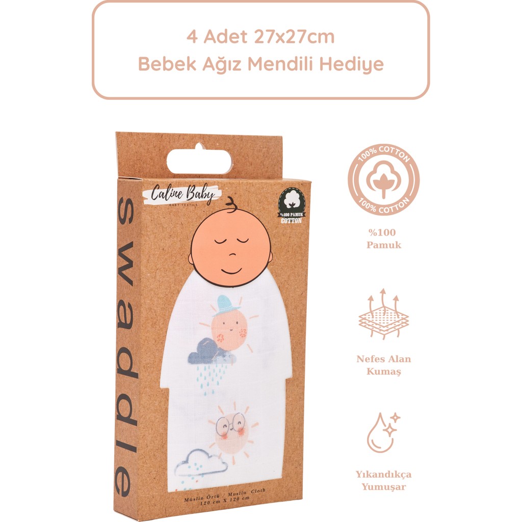 Caline Baby %100 Pamuk Premium & Hafif Müslin Bezi Örtüsü I 120x120 cm I Pembe I Güneş Desenli & 4 Adet Ağız Mendili 27x27cm SSD / Solid State Drive Fiyatı