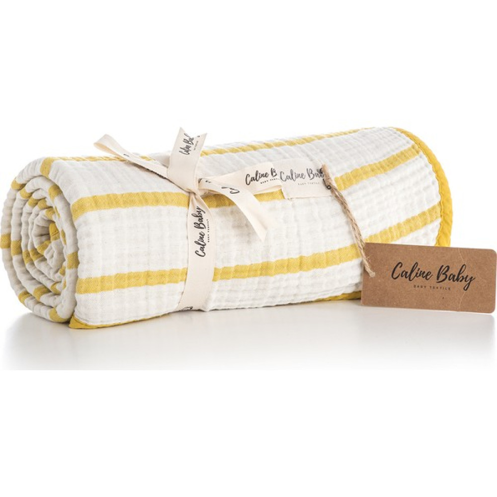 Caline Baby 4 Kat Müslin Battaniye 120 x 120 cm - Hardal Çizgili Oto Boyaları Fiyatı