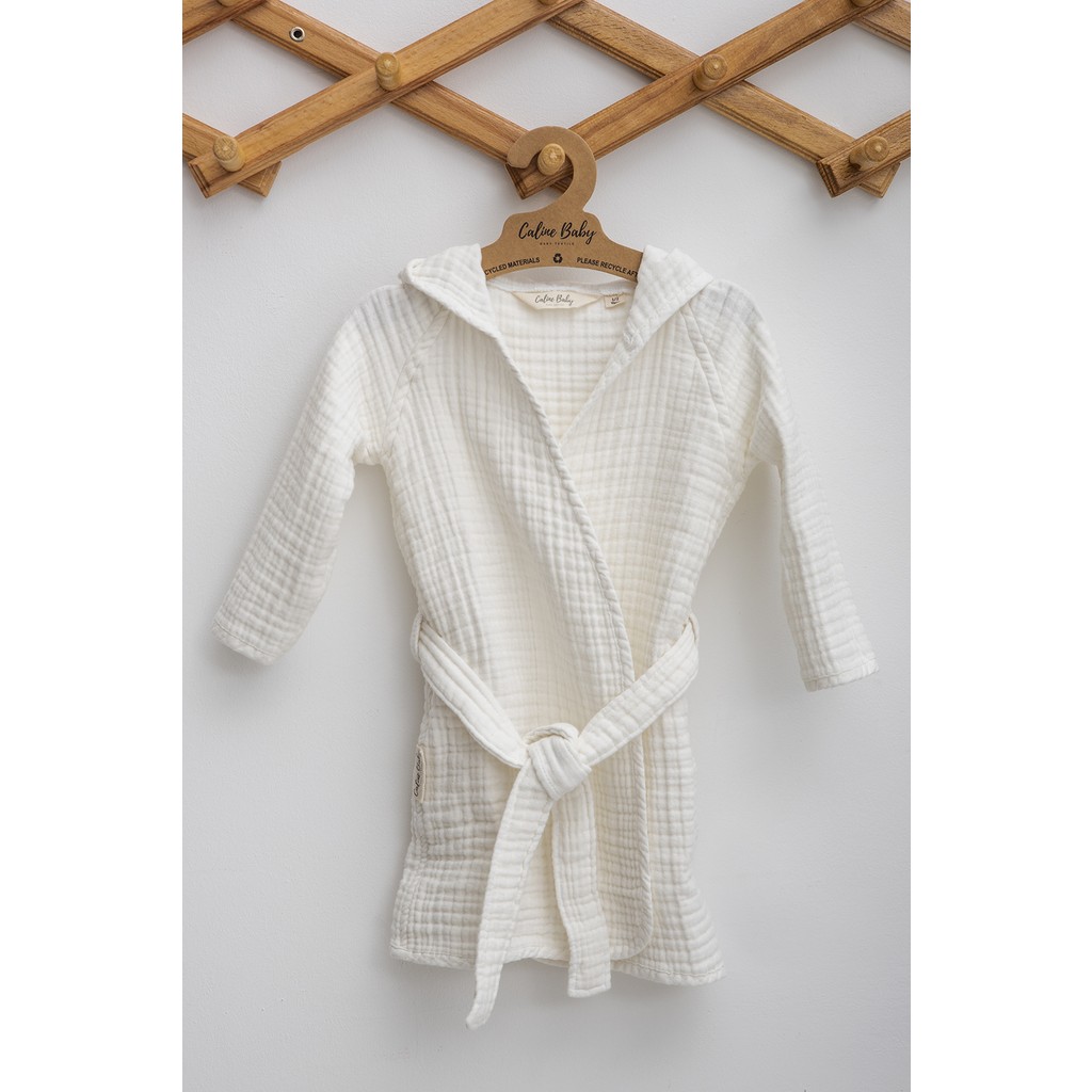 Caline Baby 4 Katlı Premium %100 Pamuk Rahat Bebek Bornozu| 5-6 Yaş | Beyaz - 5 - 6 Yaş Bebek Havlusu Fiyatı