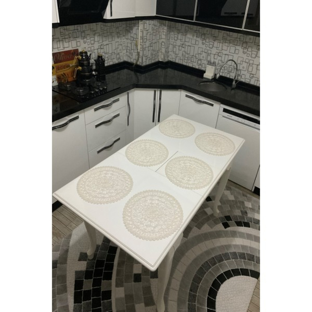 Çalışkan Çeyiz Evi 6'lı Supla Takımı 6'lı Amerikan Servis 6 Parça Supla Seti - Krem - 37 x 37 cm Amerikan Servis Fiyatı