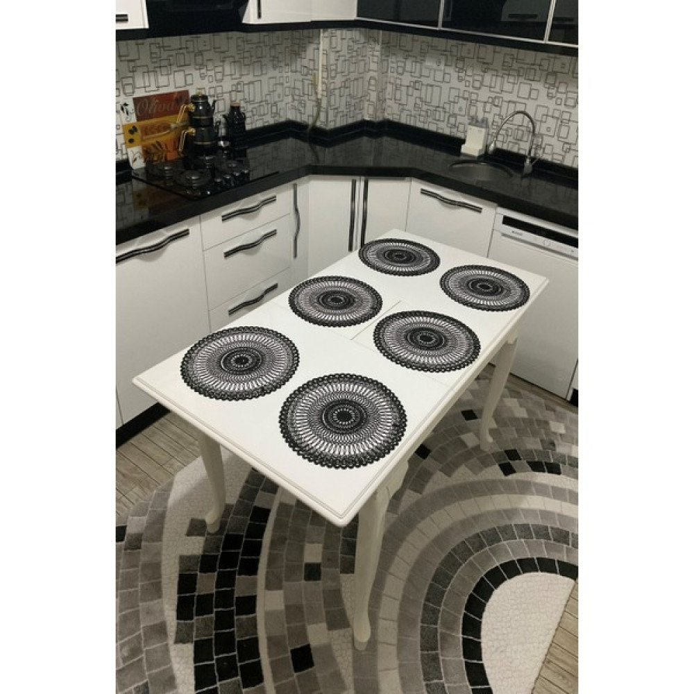 Çalışkan Çeyiz Evi 6'lı Supla Takımı 6'lı Amerikan Servis 6 Parça Supla Seti - Siyah - 37 x 37 cm Amerikan Servis Fiyatı