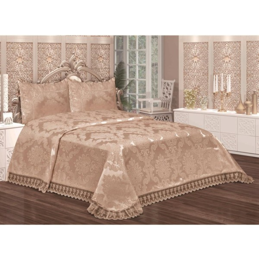 Çalışkan Çeyiz Evi Aden Şönil Yatak Örtüsü Çift Kişilik 250 x 250  cm - 120 x 190 cm - Açık Mavi - Gri Nevresim Takımı Fiyatı