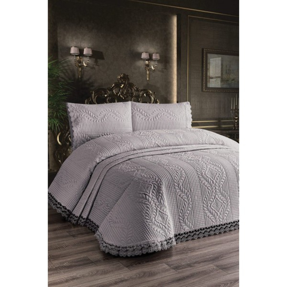 Çalışkan Çeyiz Evi Mikro Yatak Örtüsü 3 Parça - Micro Yatak Örtüsü - Gri - 250 x 260 cm Yatak Örtüsü Fiyatı