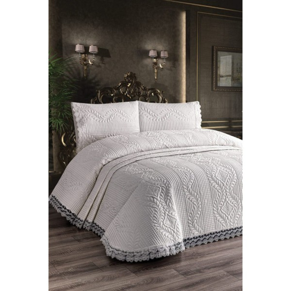 Çalışkan Çeyiz Evi Mikro Yatak Örtüsü 3 Parça - Micro Yatak Örtüsü - Krem - 250 x 260 cm Yatak Örtüsü Fiyatı