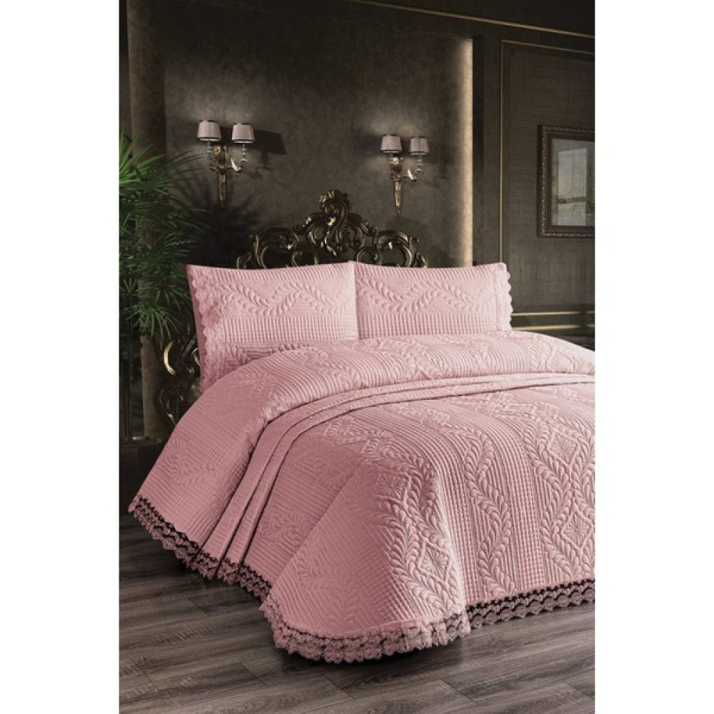 Çalışkan Çeyiz Evi Mikro Yatak Örtüsü 3 Parça - Micro Yatak Örtüsü - Pudra - 250 x 260 cm Yatak Örtüsü Fiyatı