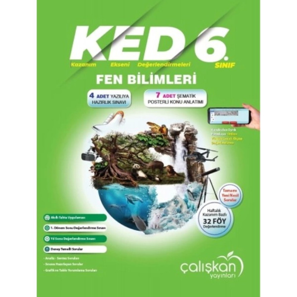 Çalışkan Yayınları 6. Sınıf Fen Bilimleri (KED) Kazanım Ekseni Değerlendirmeleri Fen - Bilişim ve Teknoloji Fiyatı