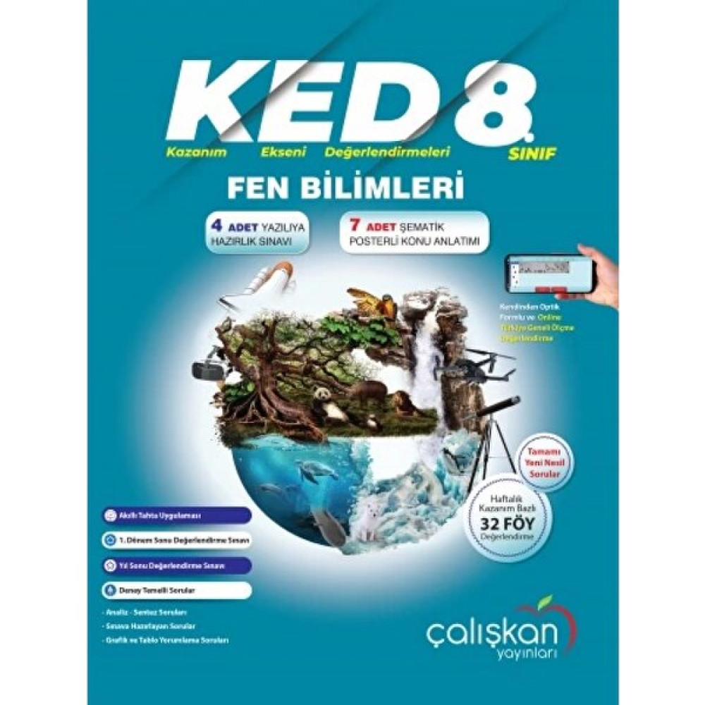 Çalışkan Yayınları 8. Sınıf LGS Fen Bilimleri (KED) Kazanım Ekseni Değerlendirmeleri Ders Sınav Kitapları Fiyatı
