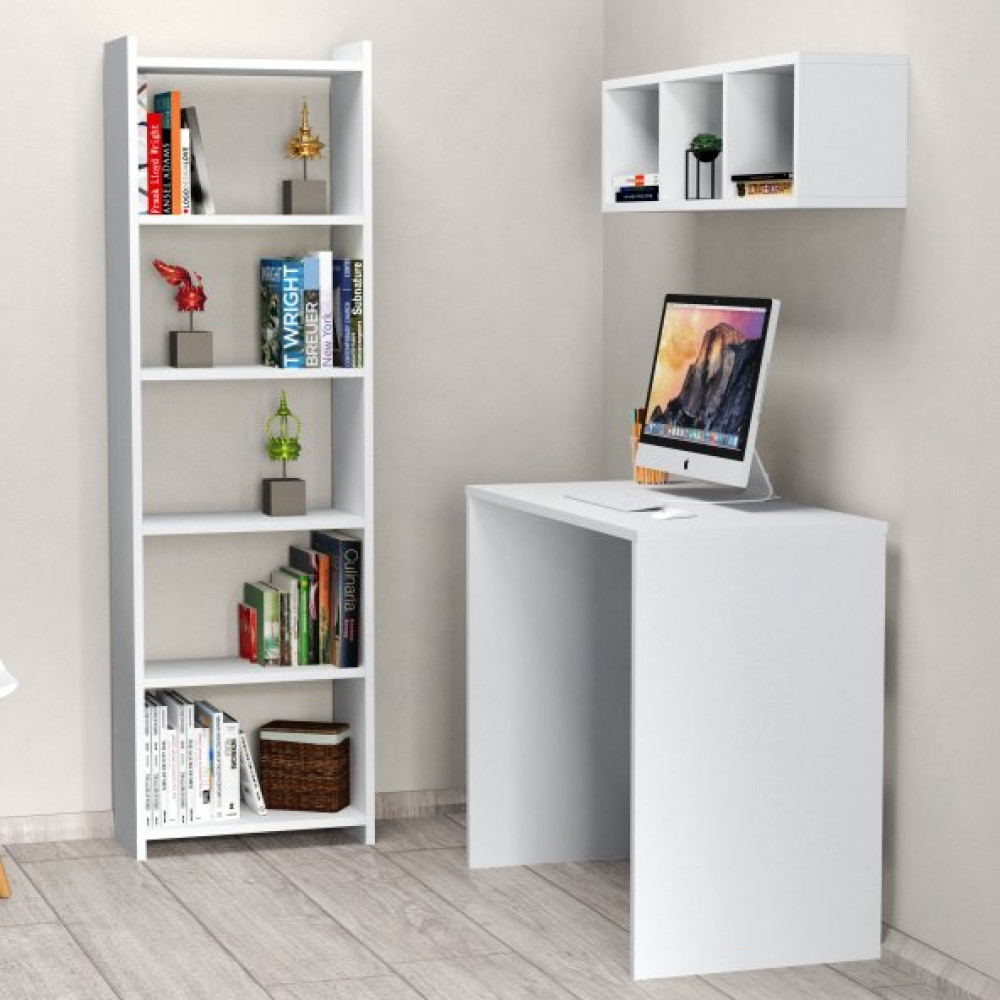 Calisma Masasi Rafli Kitaplikli Beyaz - Clm0301 Çalışma Masası Fiyatı