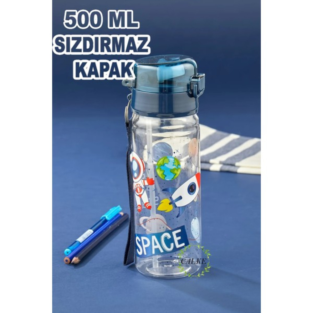 Calke Çocuk Matara Suluk 500 ml Pipetli Polikarbon Bpa Free - Space Suluk Fiyatı