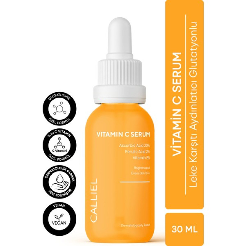 Calliel C Vitamin Aydınlatıcı ve Ton Eşitleyici Cilt Bakım Serumu 30 ml %2 Ferulic Acid & %20 Ascorbic Acid Anti-Aging / Yaşlanma Karşıtı Fiyatı