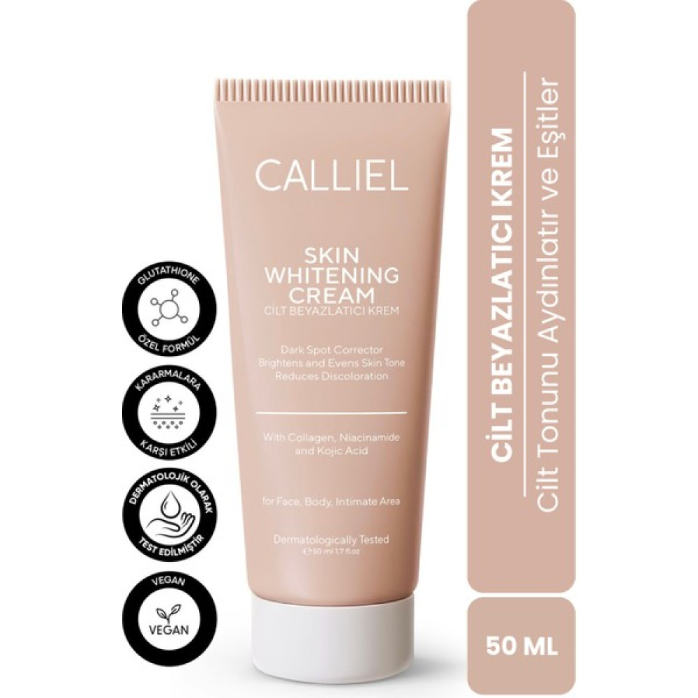 Calliel Cilt Beyazlatıcı Krem, Cilt Tonunu Aydınlatır ve Eşitler (With Collagen, Niacinamide ve Kojic Acid) Tüm Bölgelere Uygun Leke Kremi Fiyatı