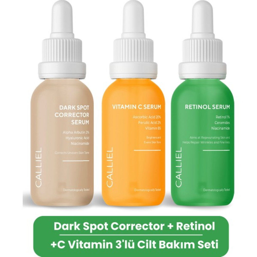 Calliel Dark Spot Corrector + Retinol + C Vitamin 3'lü Cilt Bakım Seti Cilt ve Yüz Bakımı Fiyatı