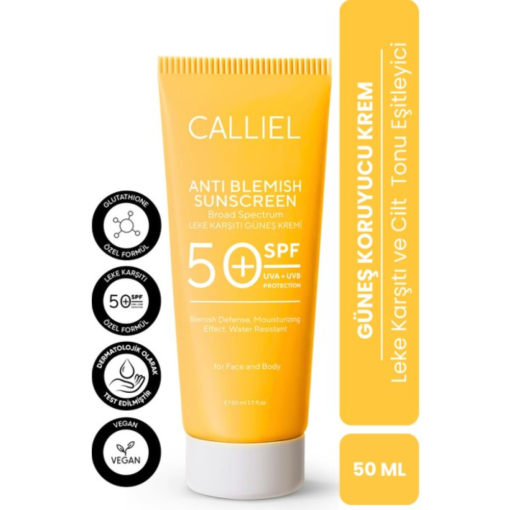 Calliel Leke Karşıtı ve Geniş Cilt Tonu Eşitleyici Güneş Koruyucu Krem Spf 50+, 50 ml Güneş Kremleri ve Losyonları Fiyatı