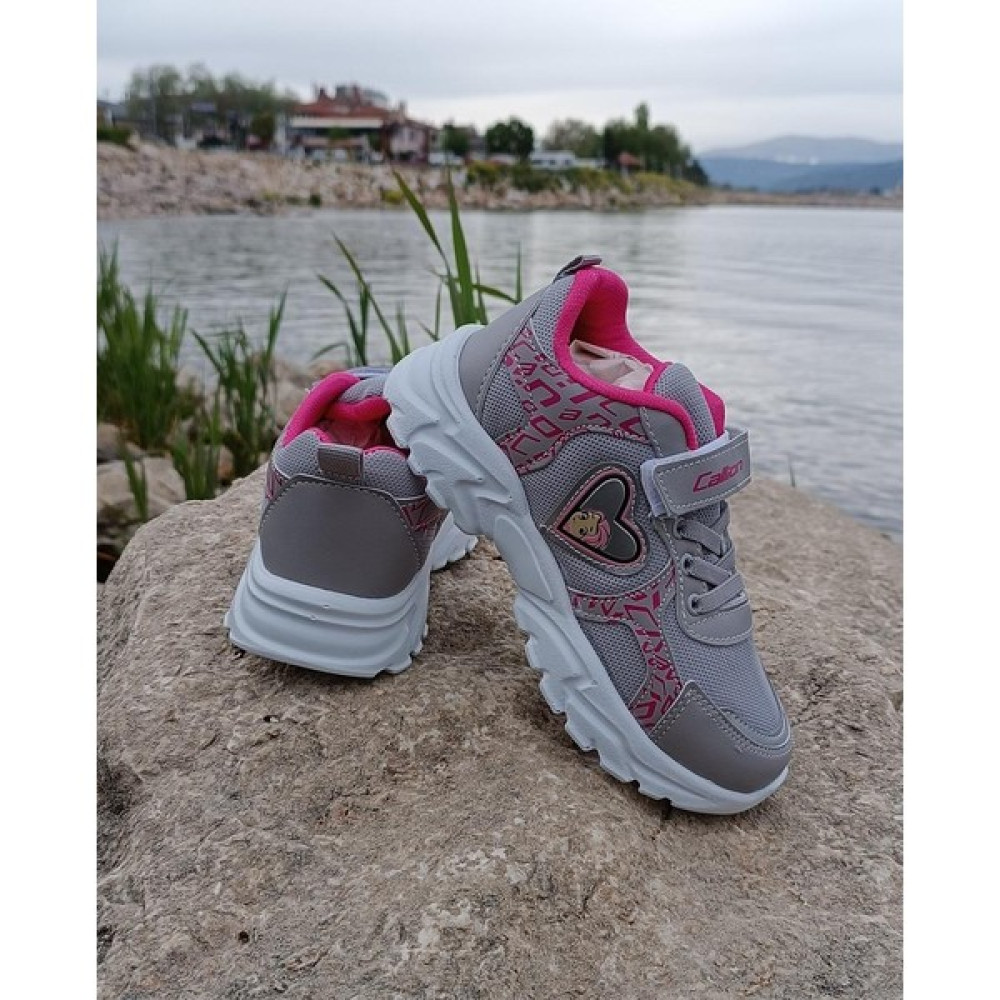 Callion 047 Gri-Pembe Fuspetli Cırtlı Hafif Kız Çocuk Spor Ayakkabı Spor Ayakkabı Fiyatı