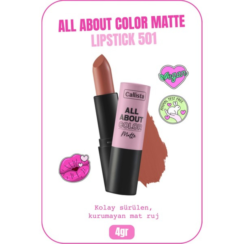 Callista Beauty Callista All About Color Matte Lipstick Mat Görünümlü Ruj 501 Our Juliet - Nude Rujlar & Dudak Parlatıcıları Fiyatı