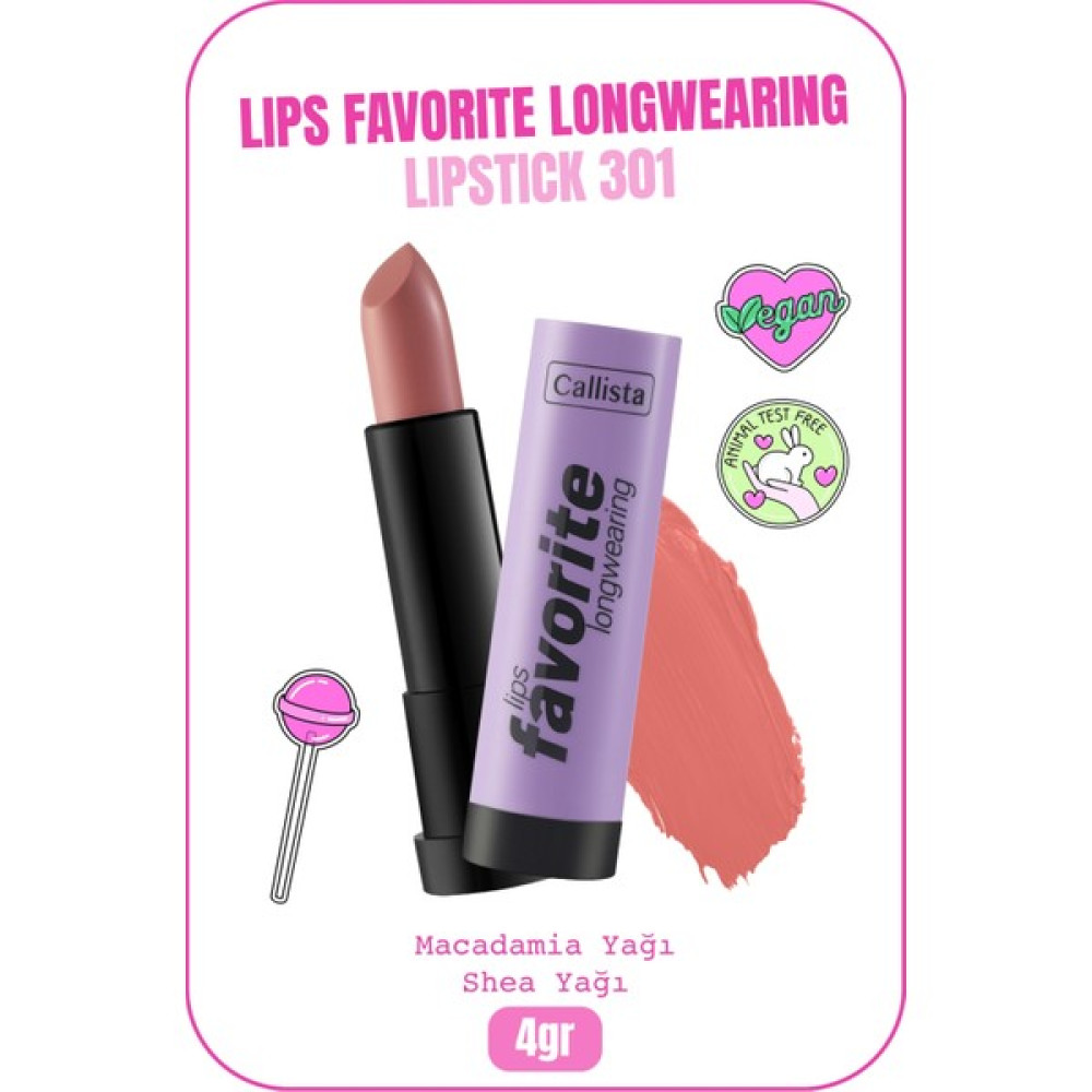 Callista Beauty Callista Lips Favorite Longwearing Lipstick Kalıcı Ruj 301 Serving Looks - Pembe Rujlar & Dudak Parlatıcıları Fiyatı