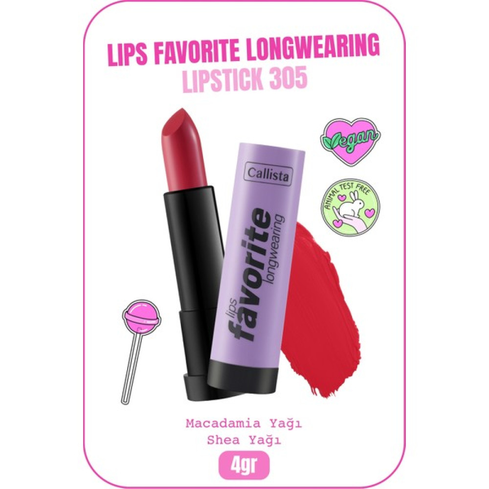 Callista Beauty Callista Lips Favorite Longwearing Lipstick Kalıcı Ruj 305 Happy Mantra - Pembe Rujlar & Dudak Parlatıcıları Fiyatı