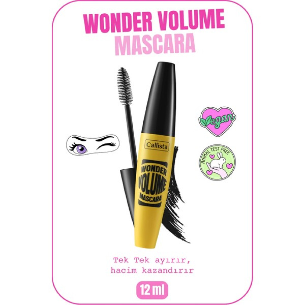 Callista Wonder Volume Mascara Hacim ve Kıvırma Etkili Maskara Siyah Rimeller / Maskaralar Fiyatı