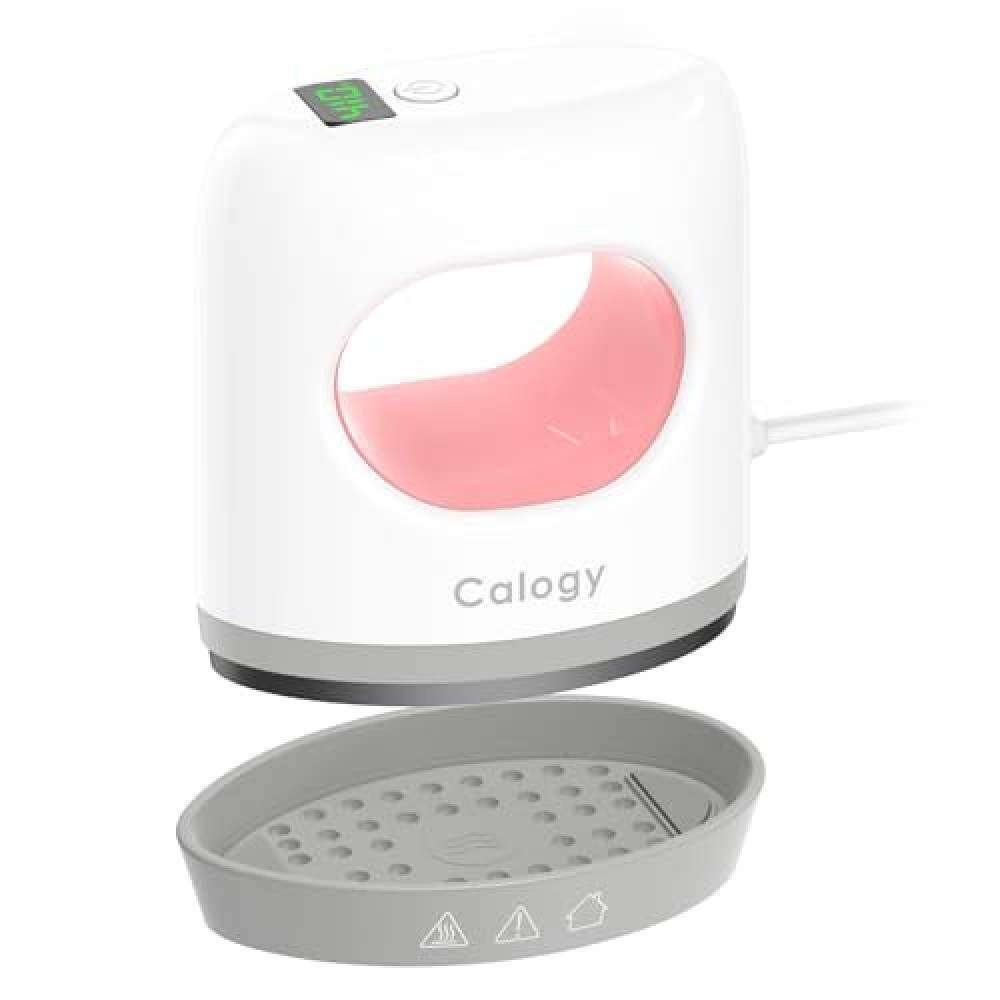 Calogy Super Mini Heat Press Machine, Max 410℉ & 4 Heating Setting with LED Display, Mini Iron for Crafting with Precision Tip, Easy for Small Objects Like Shoes, Stuffed Animals, Hats (White Pink)