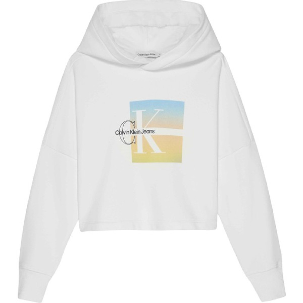 Calvin Klein Baskılı Kız Çocuk Beyaz Sweatshırt IG0IG02022YAF Bayan Sweatshirt Fiyatı