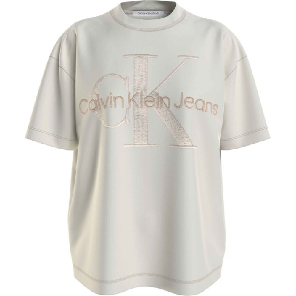 Calvin Klein Jeans Bisiklet Yaka Baskılı Ekru Kadın T-Shirt J20J222974YBI Bayan T-shirt Fiyatı