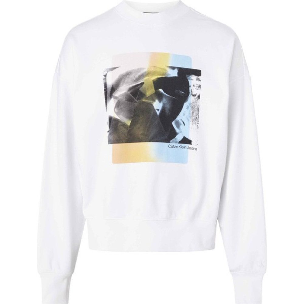 Calvin Klein Jeans Bisiklet Yaka Beyaz Erkek Sweatshırt J30J323750YAF Erkek Sweatshirt Fiyatı