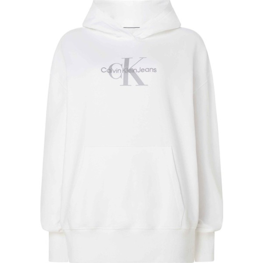 Calvin Klein Jeans Kapüşon Yaka Blok Desenli Beyaz Kadın J20J220695YAF Bayan Sweatshirt Fiyatı