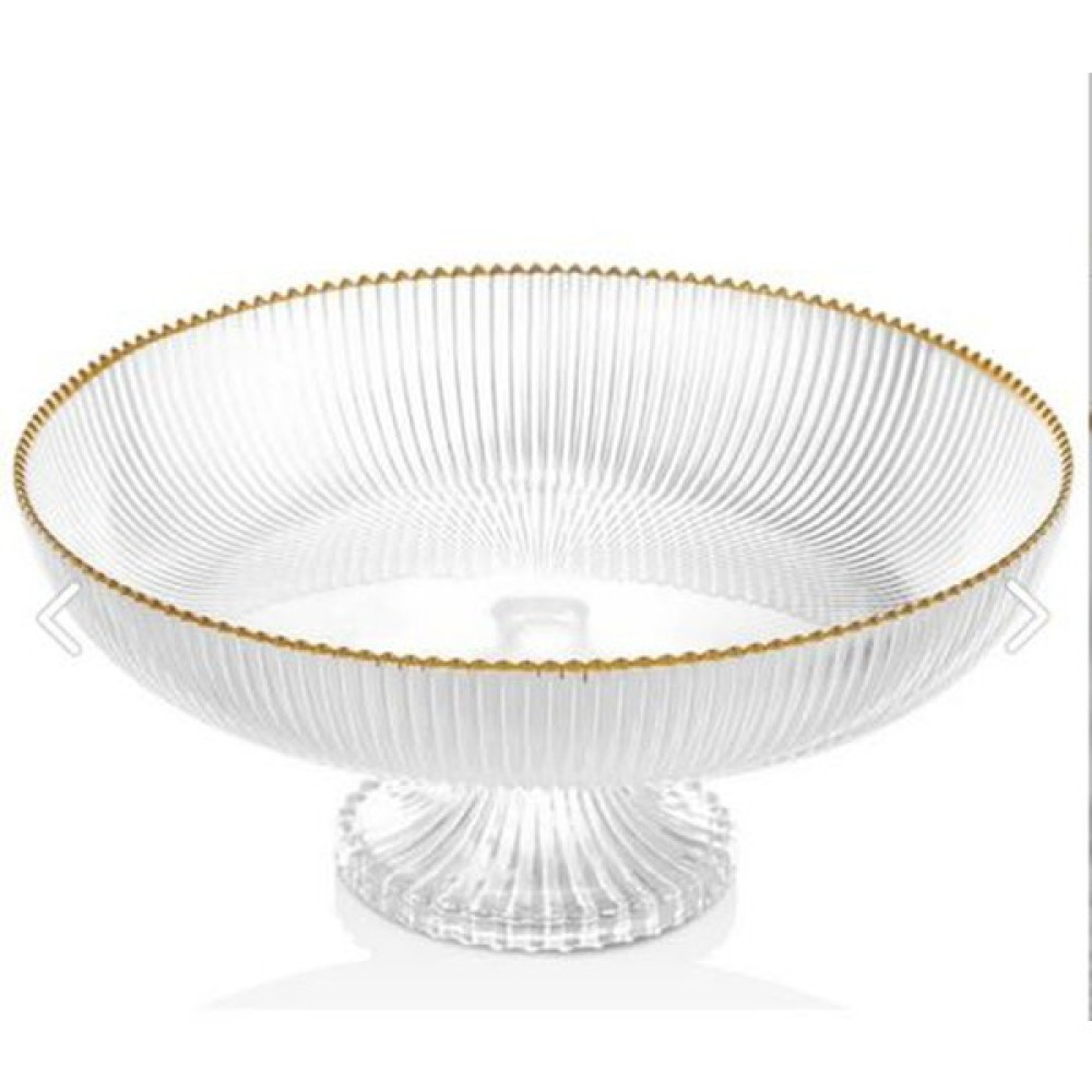 Cam Ayaklı Meyvelik Gold Yaldız Detaylı Servis Sunum Tabağı 24 cm Kase Fiyatı
