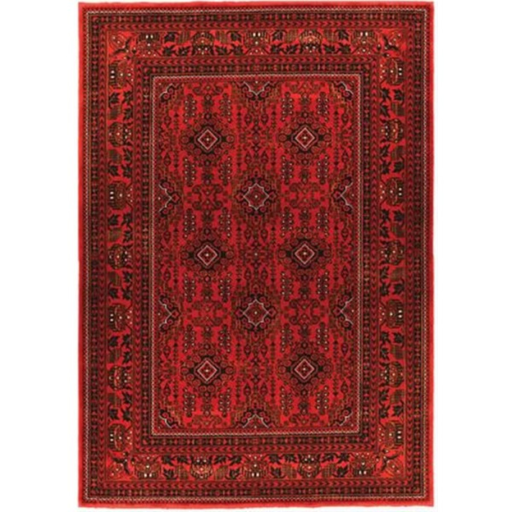 Çam Halı Bambos Plus 902 Kırmızı Yün ve Bambu ile Özel Tezgahlarda Üretilen Afgan Halısı Desenli El Emeği Modern Uşak Halısı - 170 x 240 cm Salon Halısı Fiyatı