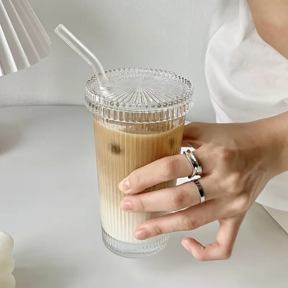Cam Kapaklı Pipetli Borosilikat Sunum Bardağı, Isıya Dayanıklı Bardak, Kahve Bardağı (400 Ml) Latte - 1 Adet - 400 ml Fincan / Bardak / Kahve Takımı Fiyatı