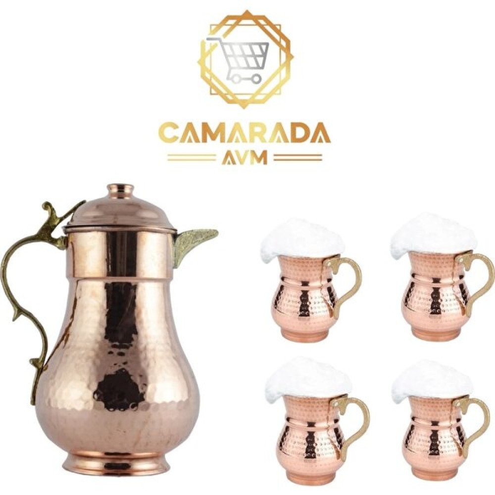 Camar Ada Avm Bakır Sürahi 2 Litre , 4 x Ayran Bardagı Komple Set Fincan / Bardak / Kahve Takımı Fiyatı