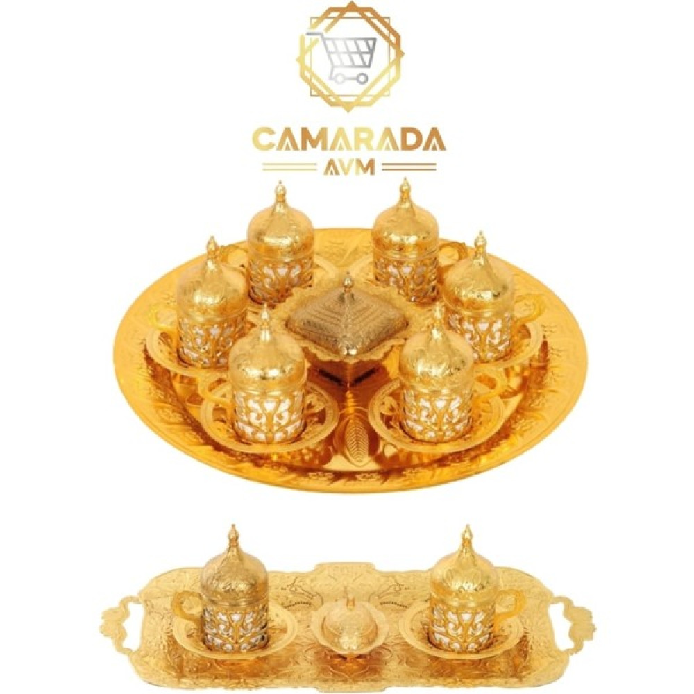 Camar Ada Avm Gold Renk 6 Kişilik Fincan Takımı , 2 Kişilik Gold Kahve Fincanı , Şekerlik , Lokumluk , Tepsi Fincan / Bardak / Kahve Takımı Fiyatı