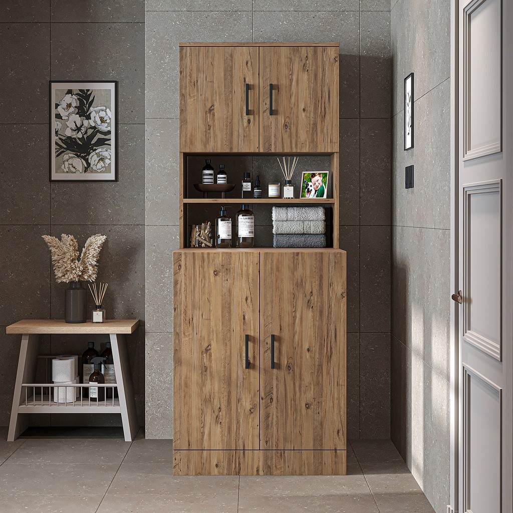 Çamaşır-Kurutma Makinesi Dolabı Kapaklı Banyo Dolabı - Atlantik Çam Banyo Dolabı / Mobilyası Fiyatı