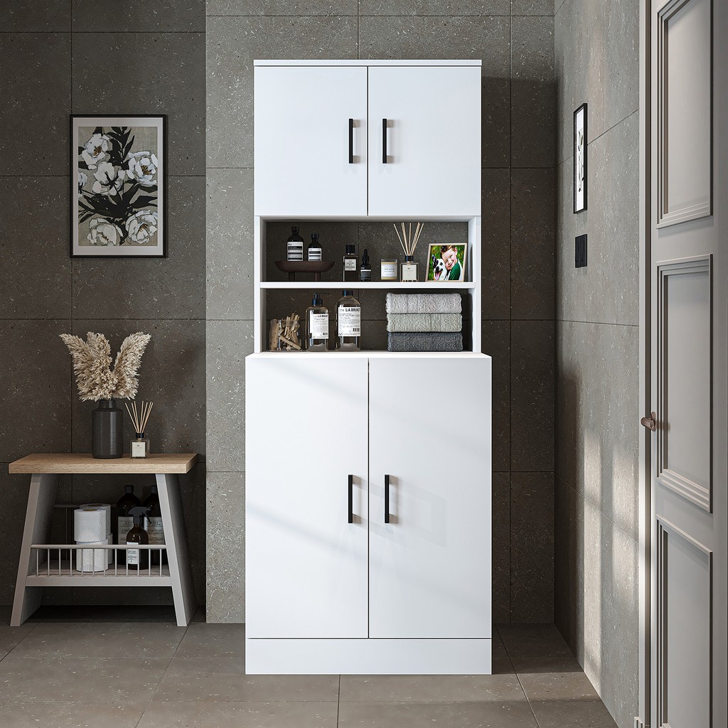 Çamaşır-Kurutma Makinesi Dolabı Kapaklı Banyo Dolabı - Beyaz Banyo Dolabı / Mobilyası Fiyatı