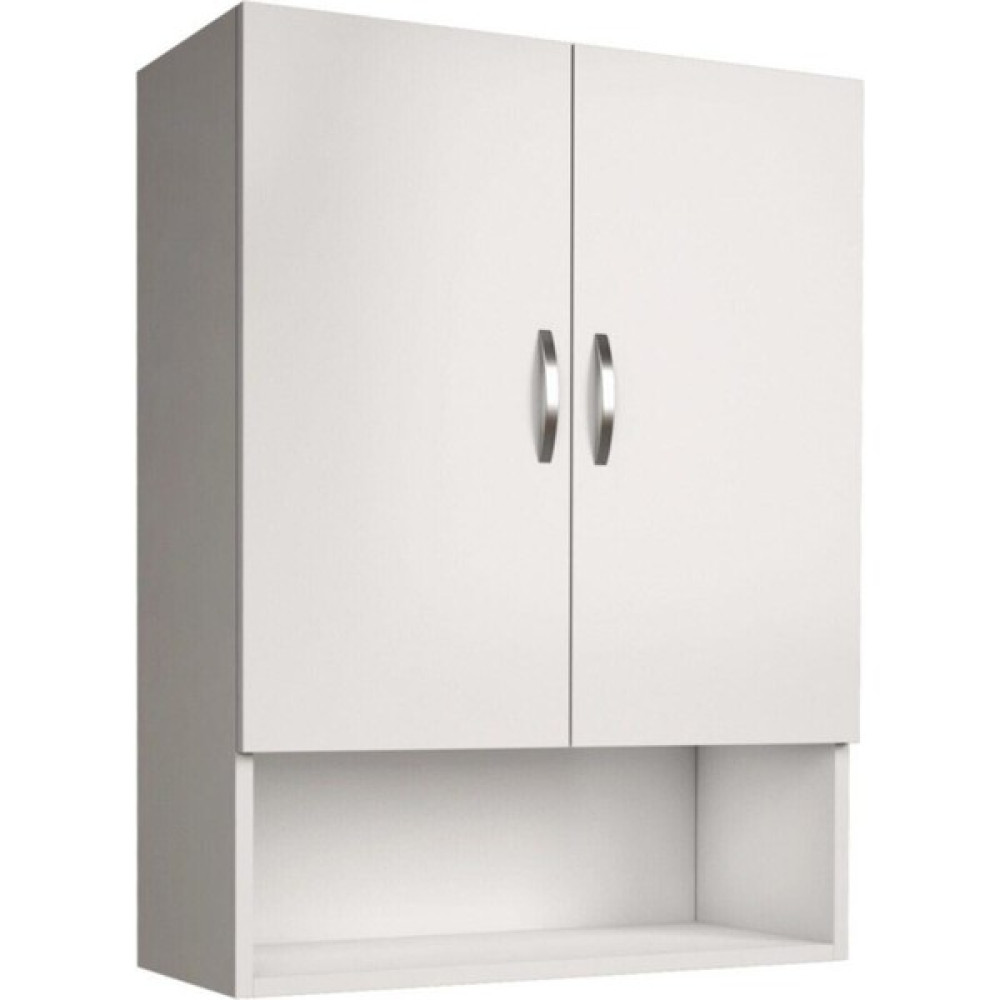 ÇAMAŞIR MAKİNASI ÜST BANYO DOLABI -MDF- ÇİFT KAPAKLI KULPLU mo1 - Beyaz Banyo Dolabı / Mobilyası Fiyatı