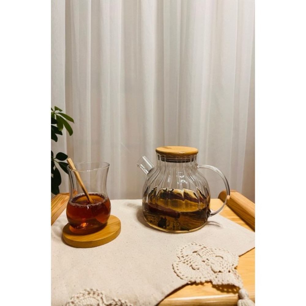 Cambu Dilim Bambu Kapaklı Dilimli Model 1000 ml Süzgeçli Cam Demlik , Bitki Çayı Çay / Çaydanlık Setleri Fiyatı