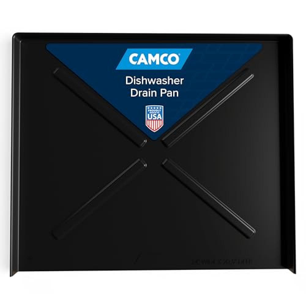 Camco Dishwasher Drain Pan - Protects Floors, Cabinets, Walls & Features Front Opening for Easy Leak Detection - Crafted of Heavy-Duty Polymer - 24” x 20-1/2” (20602)