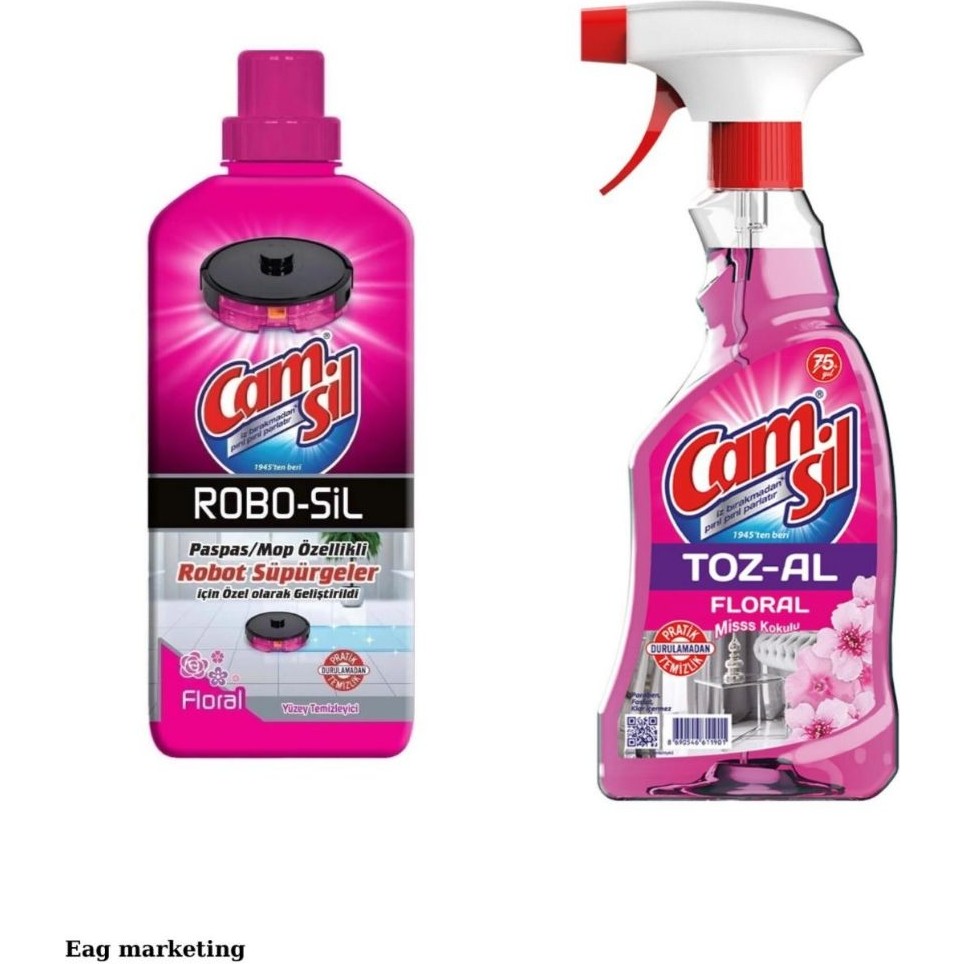 Camsil Robot Süpürge Deterjanı Robo-Sil Floral 900 ml + Camsil Toz-Al Floral 500 ml - 900 ml + 500 ml Robot Süpürgeler Fiyatı