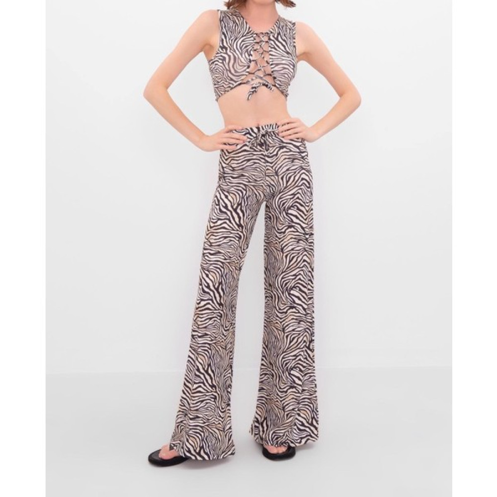 Can Çapar Beyaz-Siyah Bol Paça Pantolon Bayan Jeans / Kot Pantolon Fiyatı