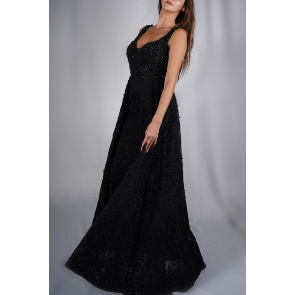 Can Çapar Couture, Boncuk Işlemeli Dantel Siyah Uzun, Abiye Elbise Elbise Fiyatı