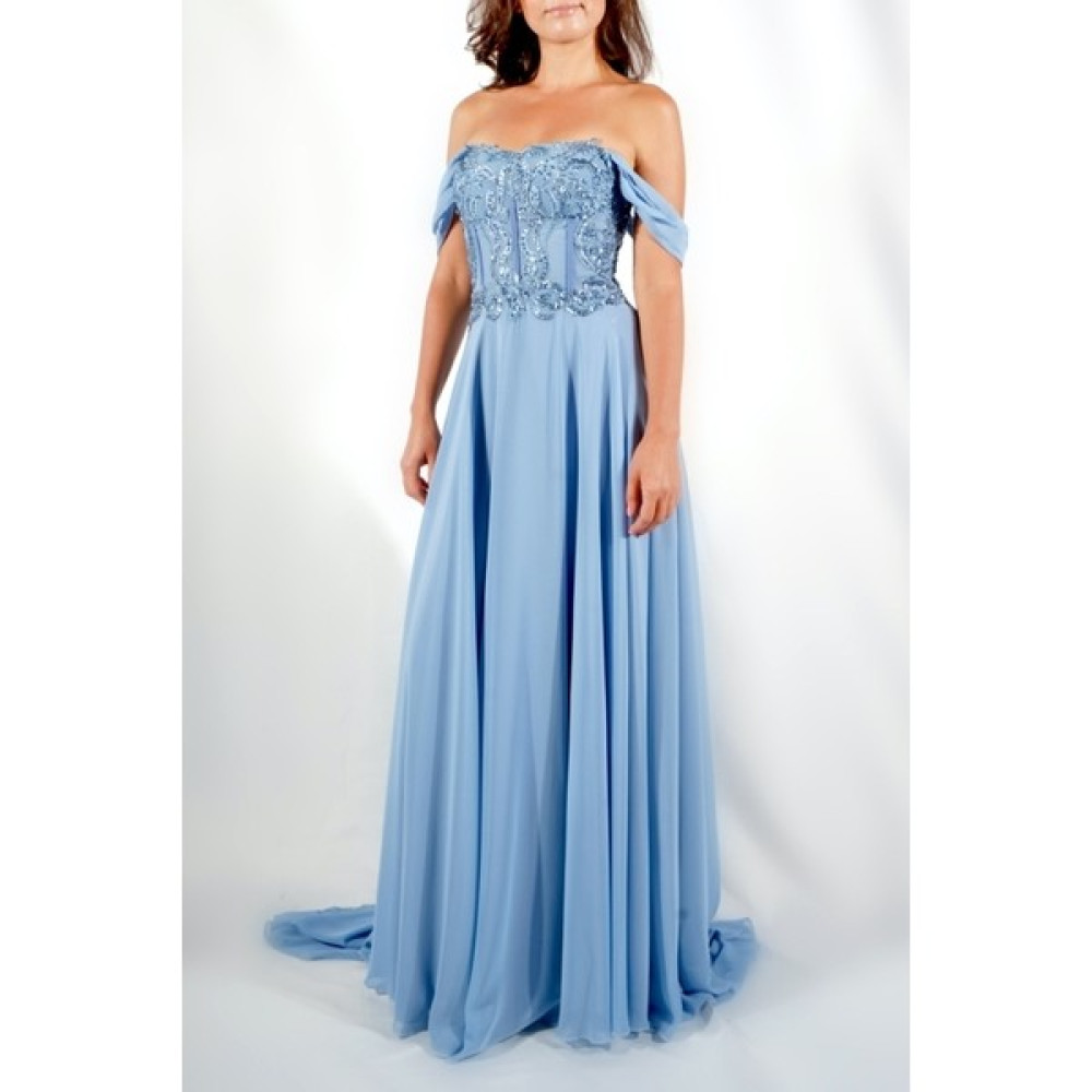 Can Çapar Haute Couture Straplez Şifon Taşlı Gece Elbisesi Elbise Fiyatı