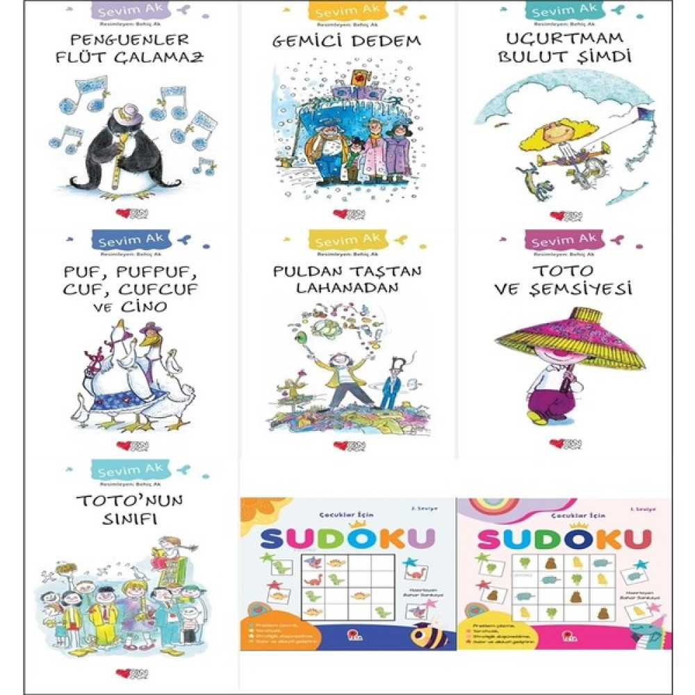 Can Çocuk 3. 4. 5. Sınıf Okuma Seti 7 Kitap - Sevim Ak + Çocuklar İçin Sudoku 1. Seviye ve Sudoku 2. Seviye Çocuk Öykü Fiyatı