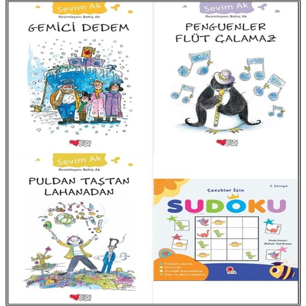 Can Çocuk 3. 4. 5. Sınıf Okuma Seti Penguenler Flüt Çalamaz - Gemici Dedem - Puldan Taştan Lahanadan 3 Kitap Set - Sevim Ak + Çocuklar İçin Sudoku ... Çocuk Öykü Fiyatı