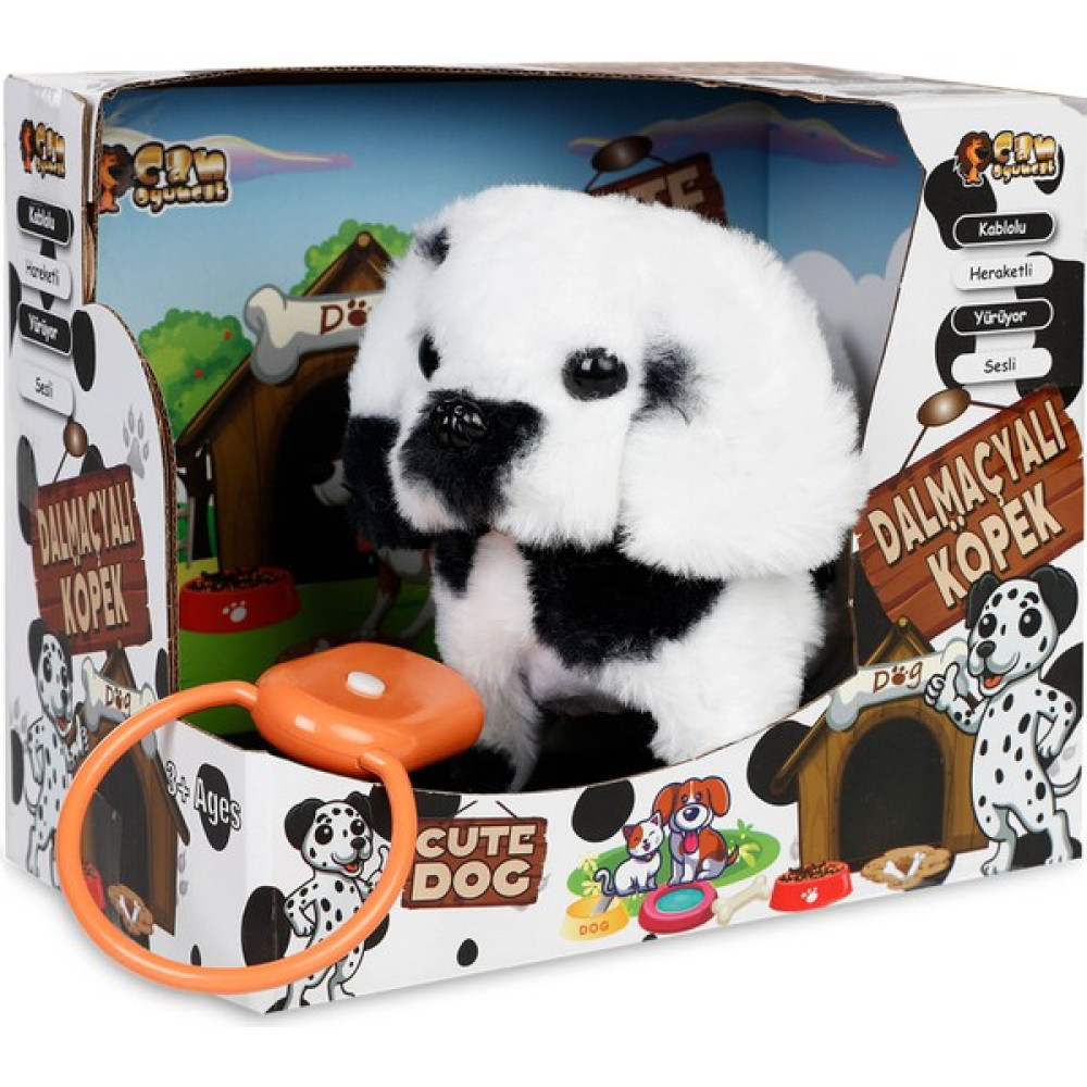 Can Toys Kablo Kumandalı Sesli Yürüyen Pelüş Köpek Siyah Beyaz - Pilli Köpek - 16 cm Peluş Oyuncaklar Fiyatı