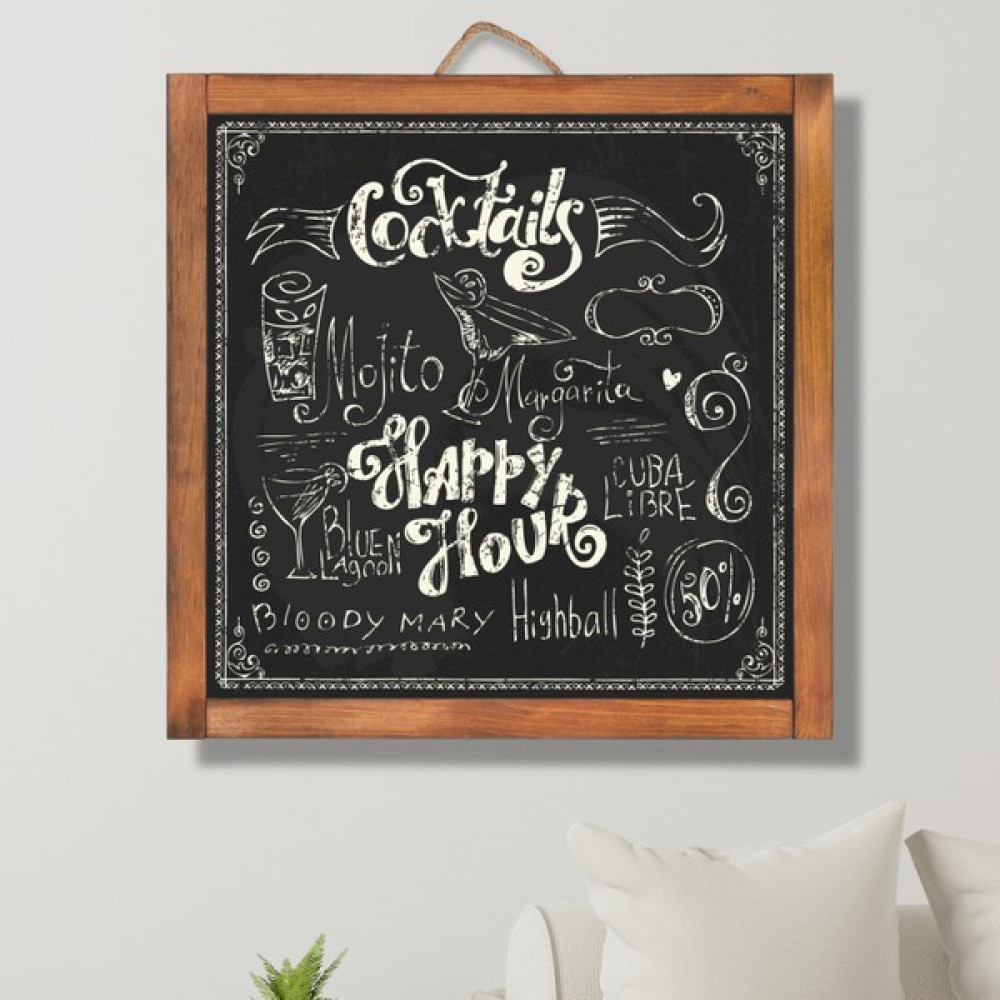 Çanakcı Ahşap Ev Dekorasyon Ahşap Yazı Tahtası Kara Tahta Duvar Süsü Duvar Dekoru 60 x 60 cm - Kahverengi - Renk Yazı Tahtası Kalemi Fiyatı