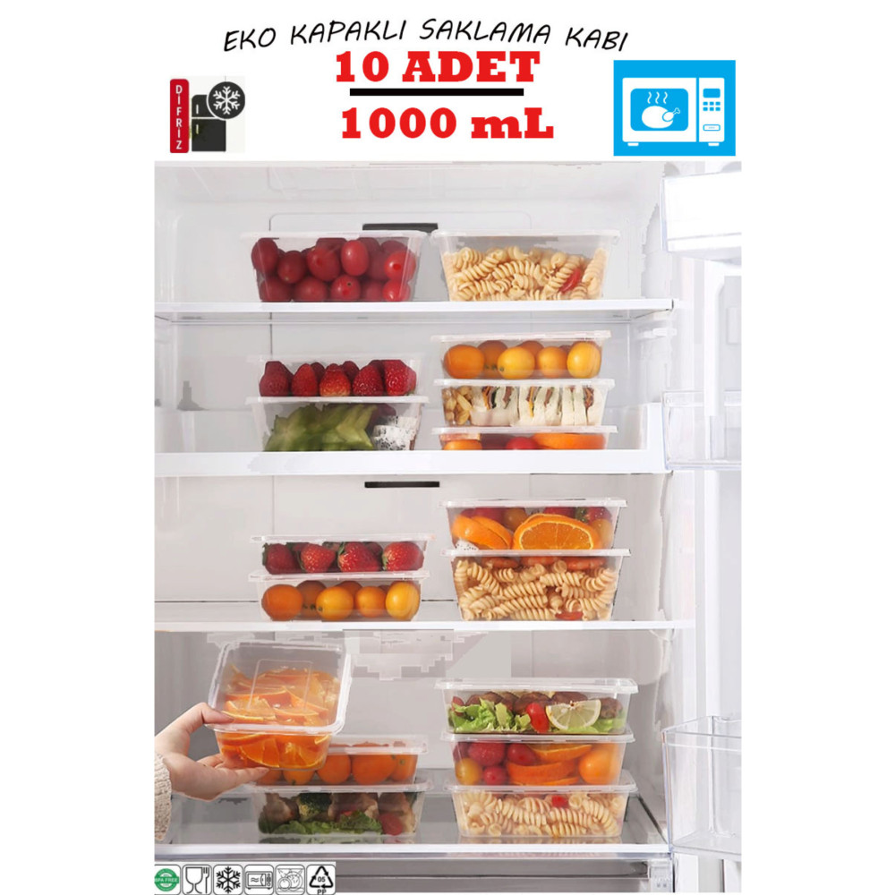 Canbay Store 10 Adet Kapaklı Derin Dondurucuya Uygun Saklama Kabı 1 Litre Saklama Kapları Fiyatı